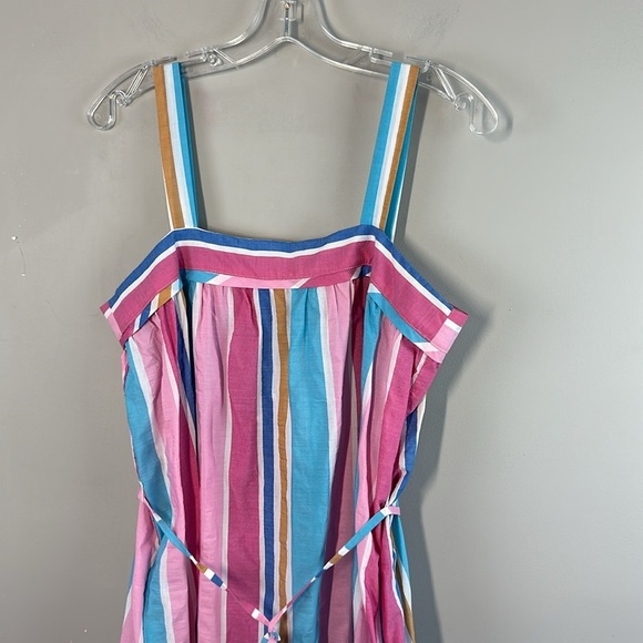 Lemlem Striped Jima Sweepy Banu Midi Summer Aqua Pink Blue Dress Size Medium - Picture 4 of 15